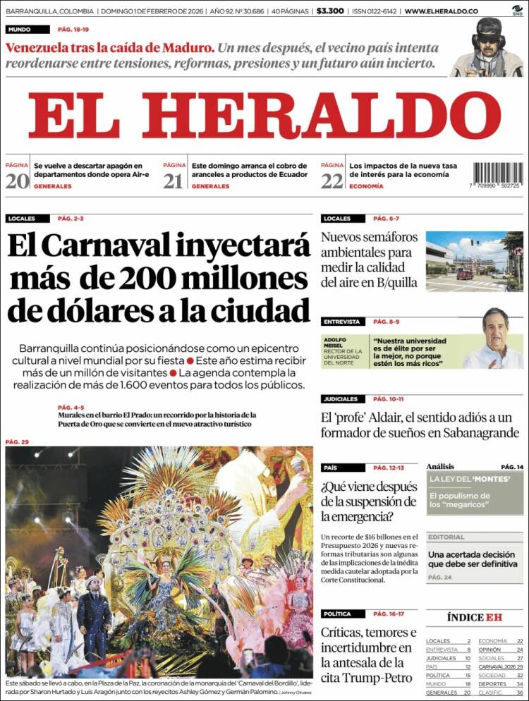 Portada de El Heraldo (Colombia)