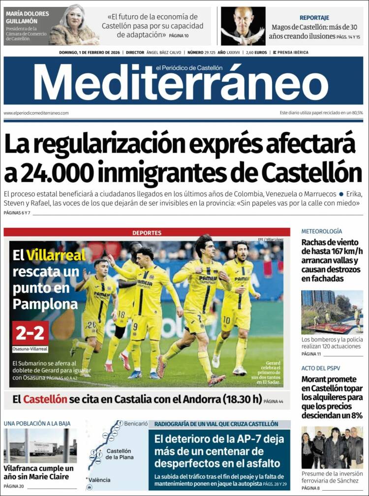 Portada de El Periódico Mediterraneo (Espa&ntilde;a)