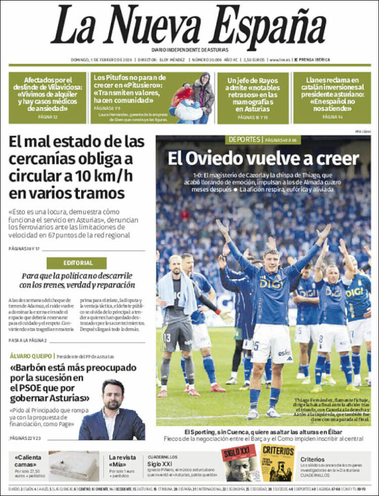 Portada de La Nueva España (Espa&ntilde;a)