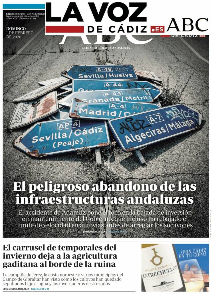 Portada de La Voz de Cádiz (Espa&ntilde;a)