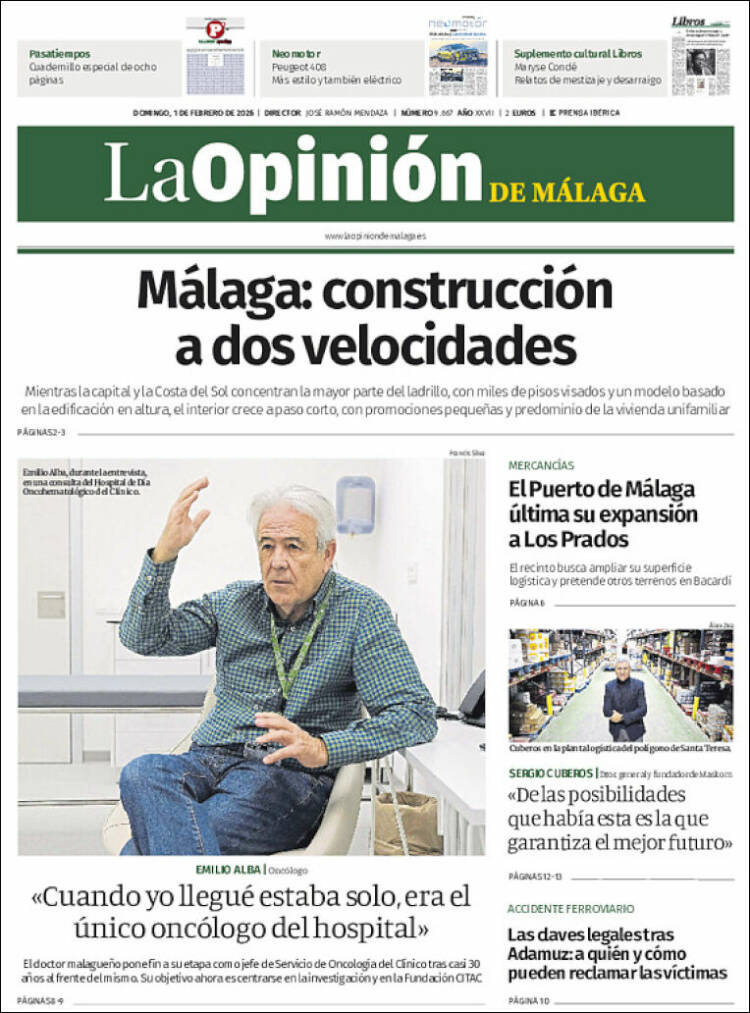 Portada de La Opinión de Málaga (Espa&ntilde;a)