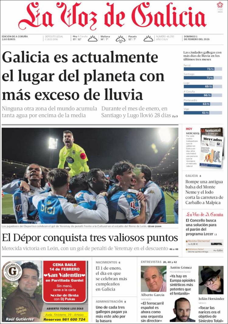 Portada de La Voz de Galicia (Espa&ntilde;a)