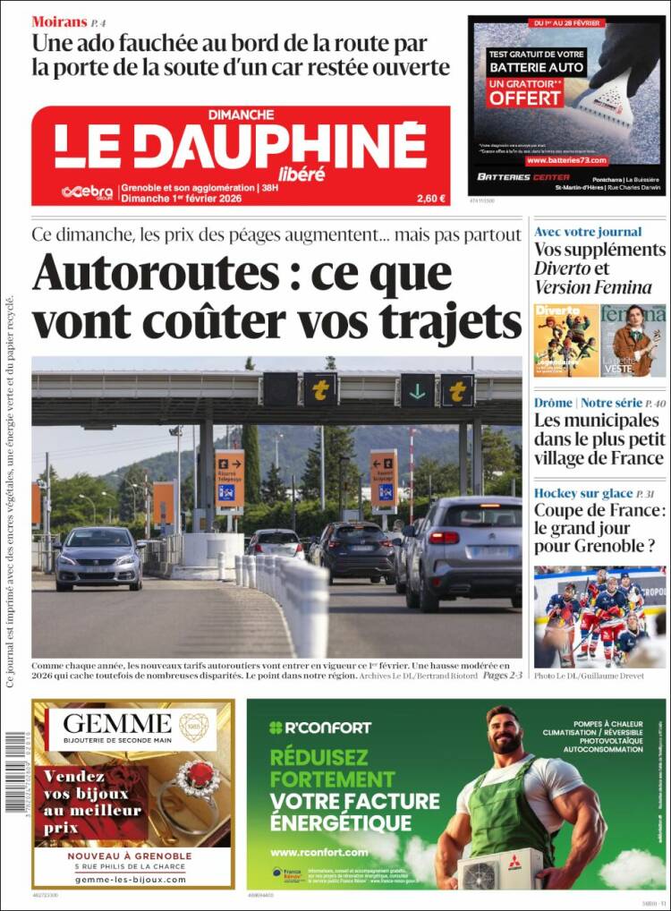 Portada de Le Dauphiné Libéré (Francia)