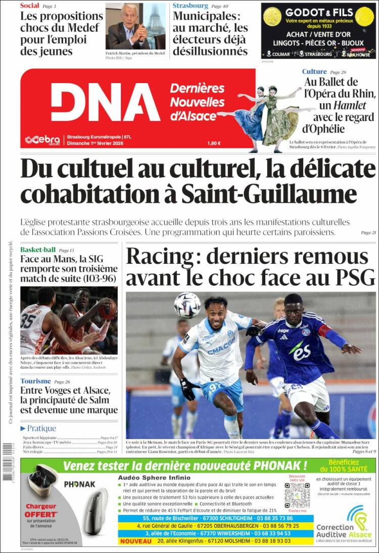 Portada de Les Dernières Nouvelles d'Alsace (Francia)