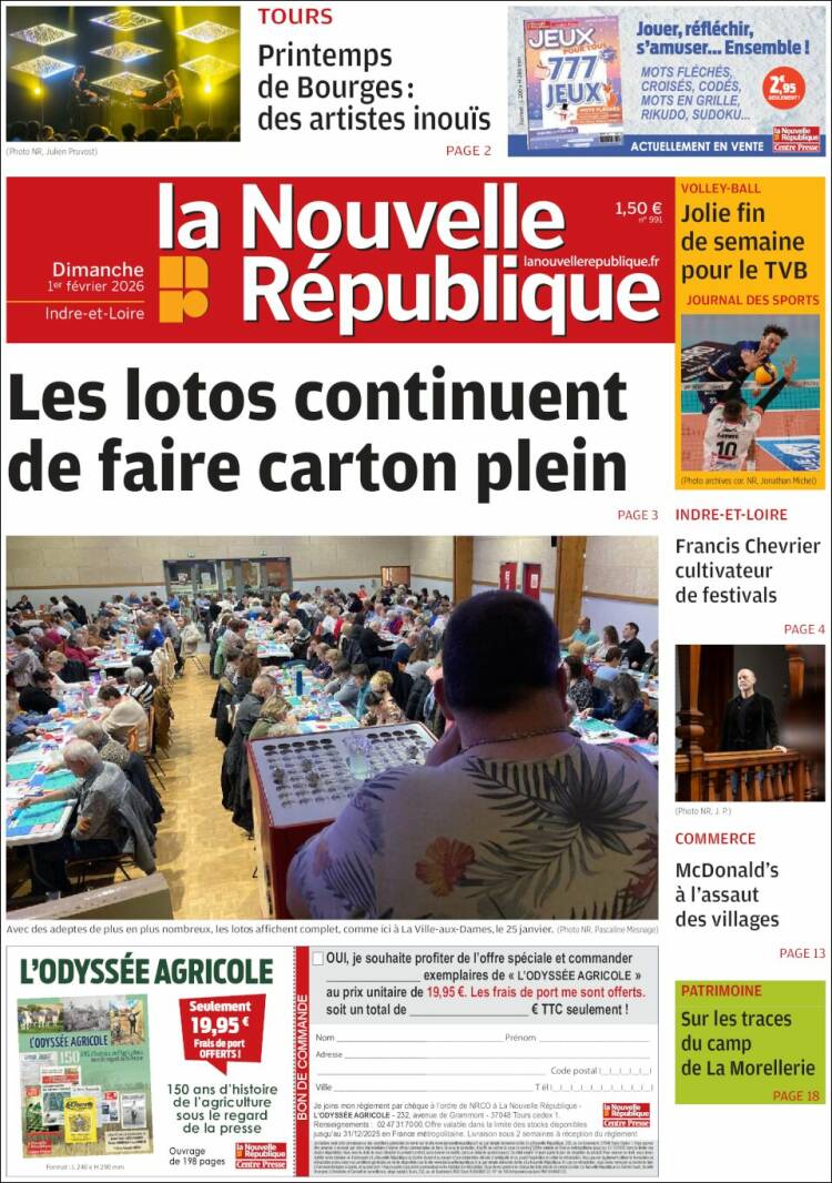 Portada de La Nouvelle Republique (Francia)