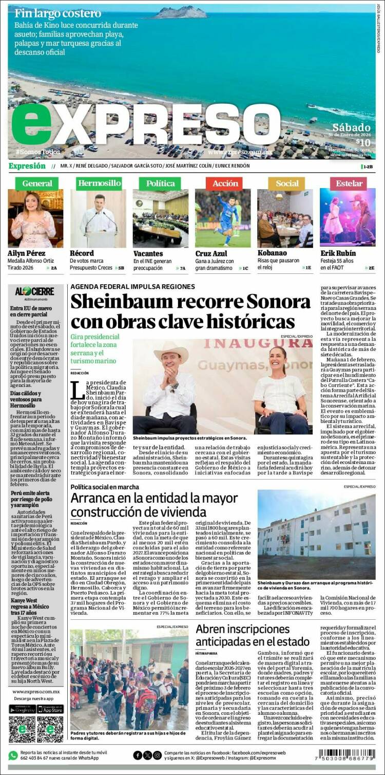 Portada de Expreso (M&eacute;xico)