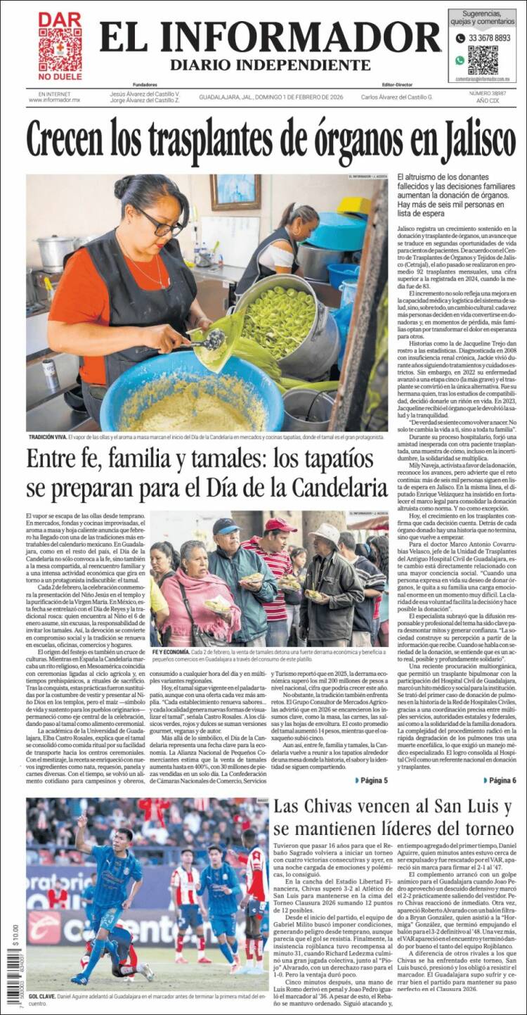 Portada de El Informador (M&eacute;xico)