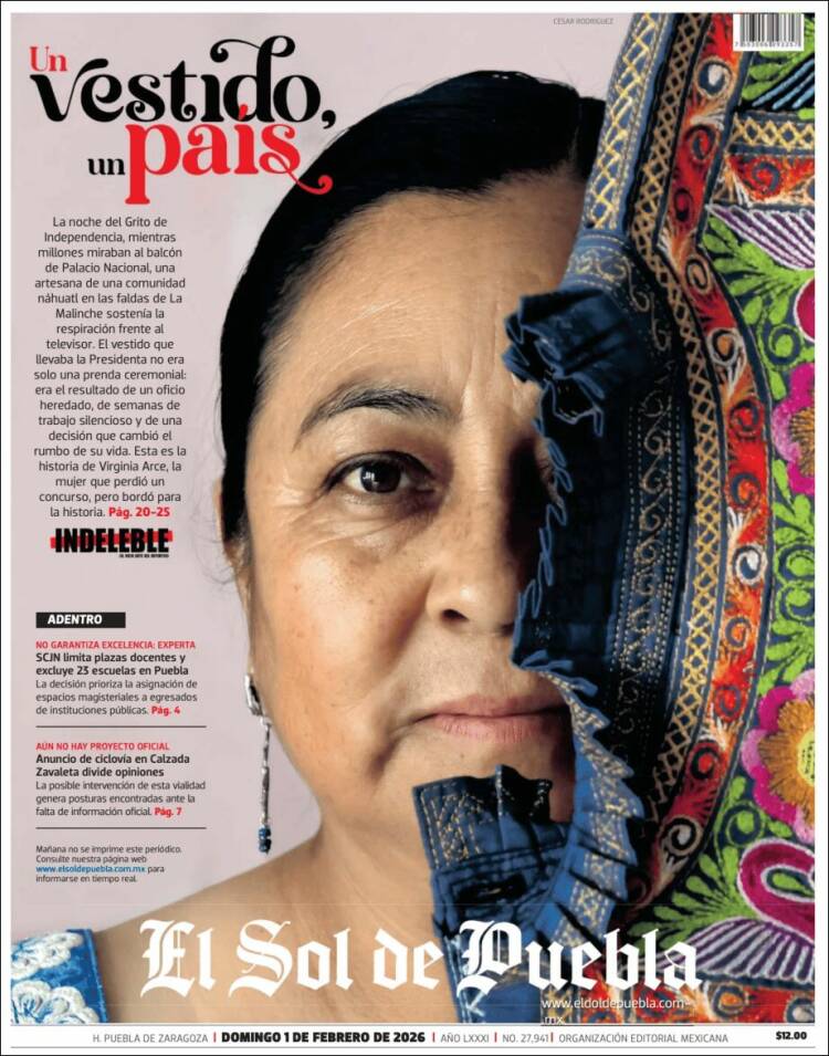 Portada de El Sol de Puebla (M&eacute;xico)