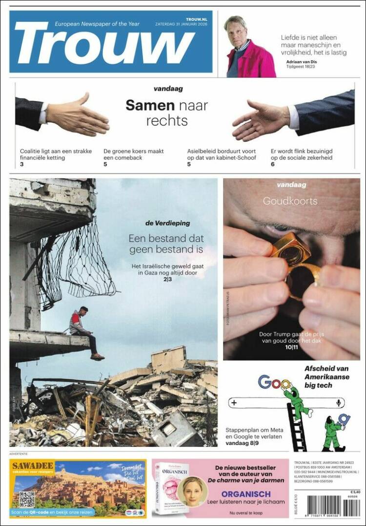 Portada de Trouw (Pa&iacute;ses Bajos)