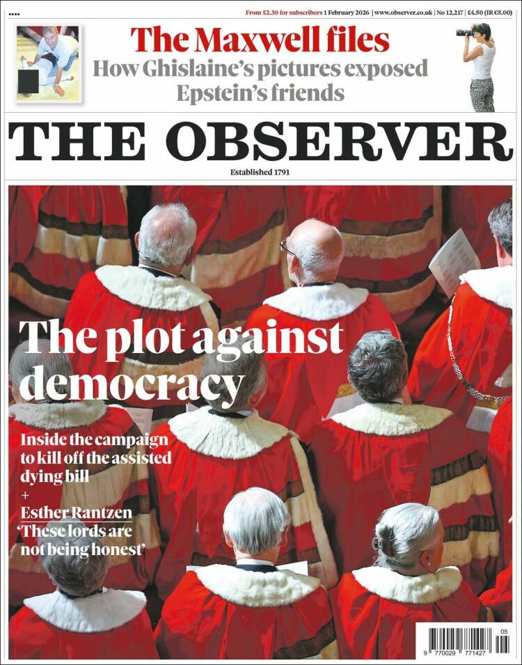 Portada de The Observer (Reino Unido)