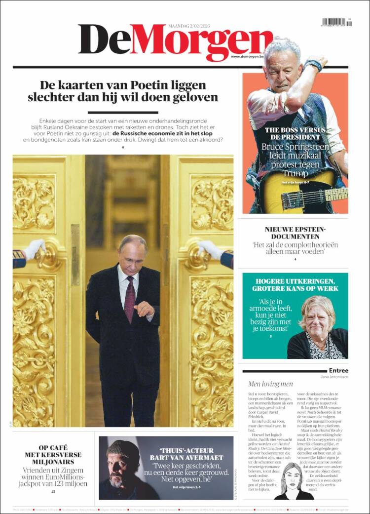 Portada de De Morgen (B&eacute;lgica)