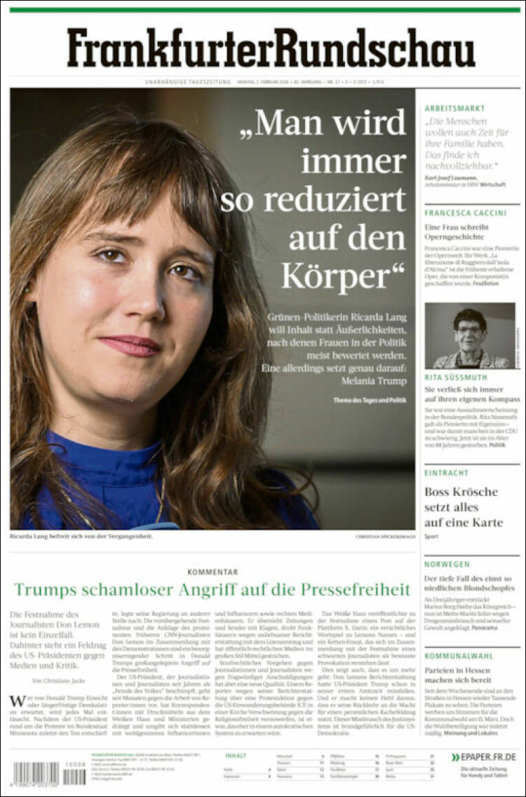 Portada de Frankfurter Rundschau (Alemania)