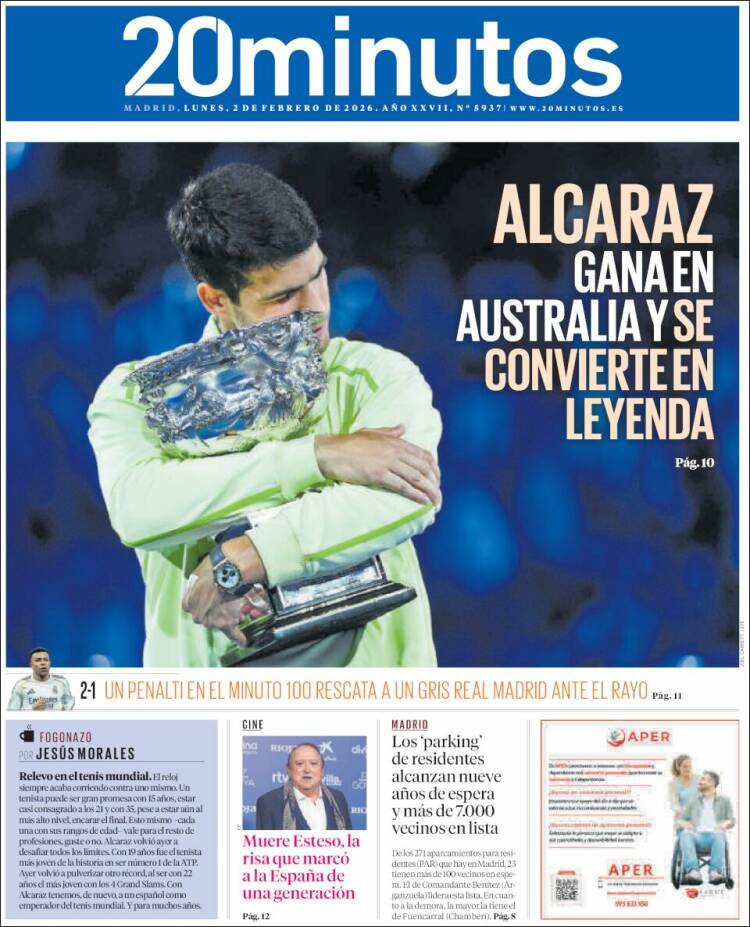 Portada de 20 Minutos - Madrid (Espa&ntilde;a)