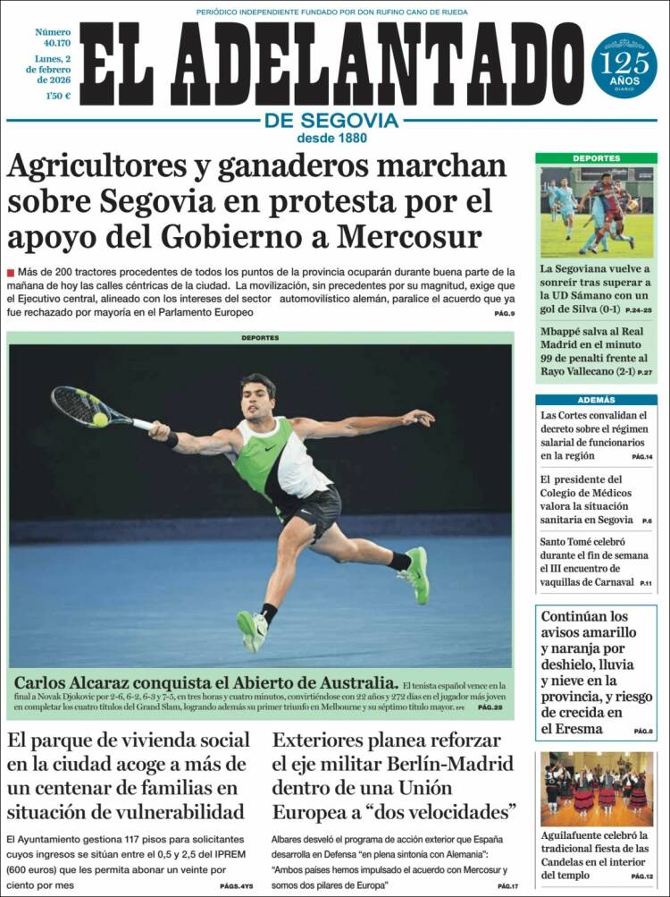 Portada de El Adelantado de Segovia (Espa&ntilde;a)