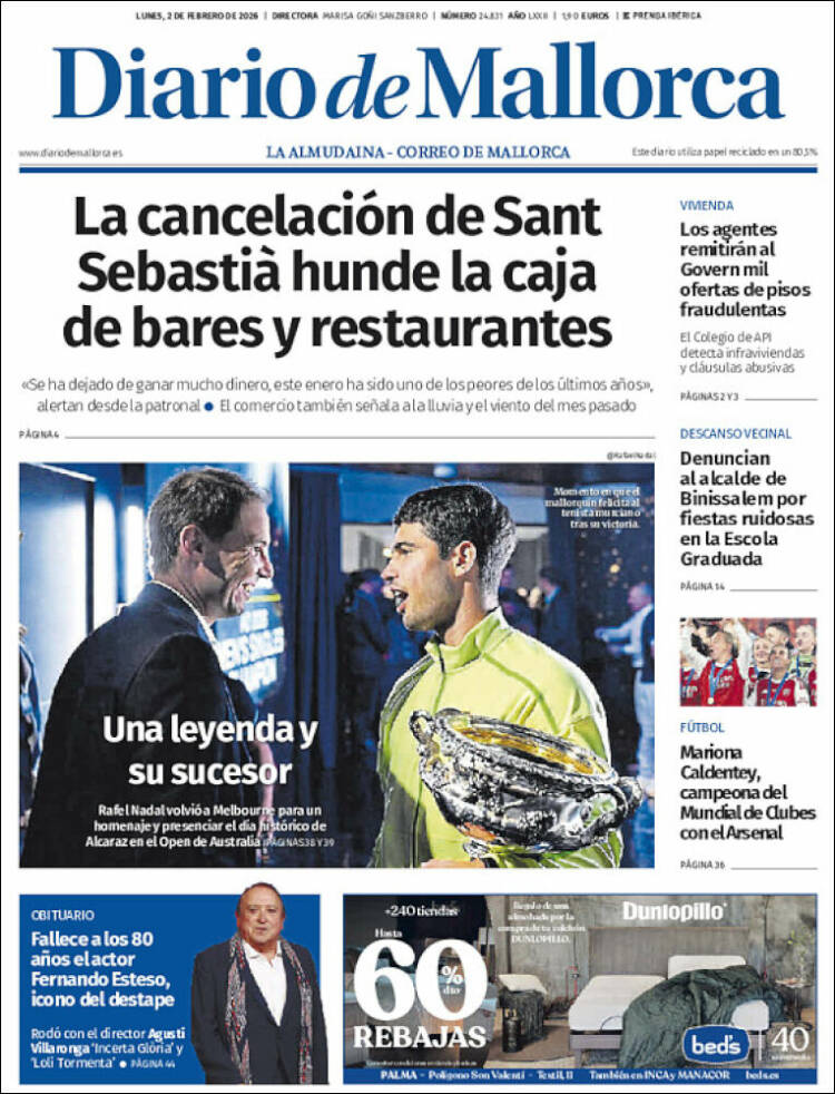 Portada de Diario de Mallorca (Espa&ntilde;a)