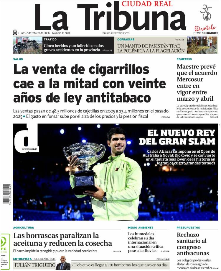 Portada de La Tribuna de Ciudad Real (Espa&ntilde;a)
