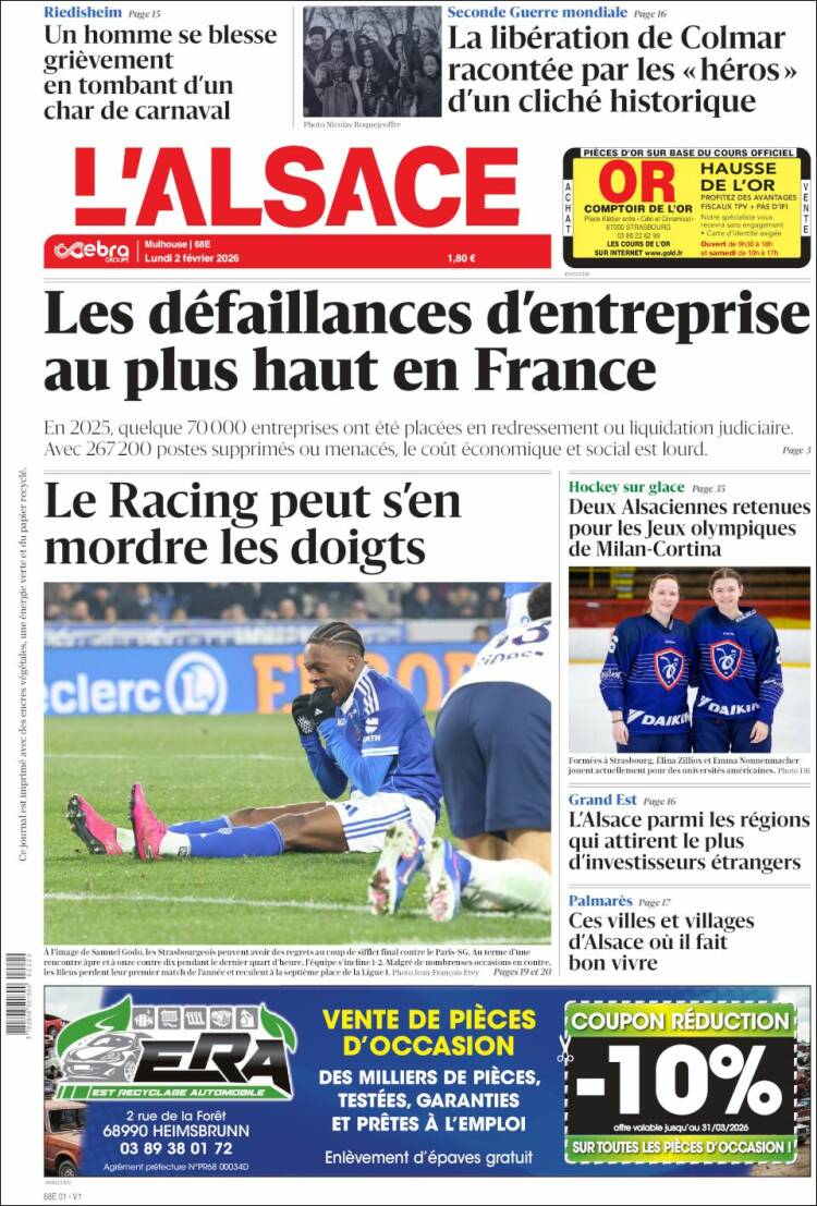 Portada de Journal L'Alsace (France)