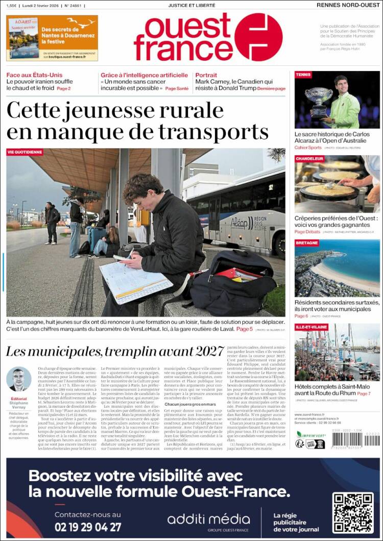 Portada de Ouest France (Francia)
