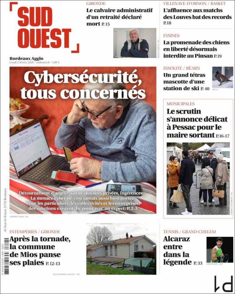 Portada de Sud Ouest (Francia)