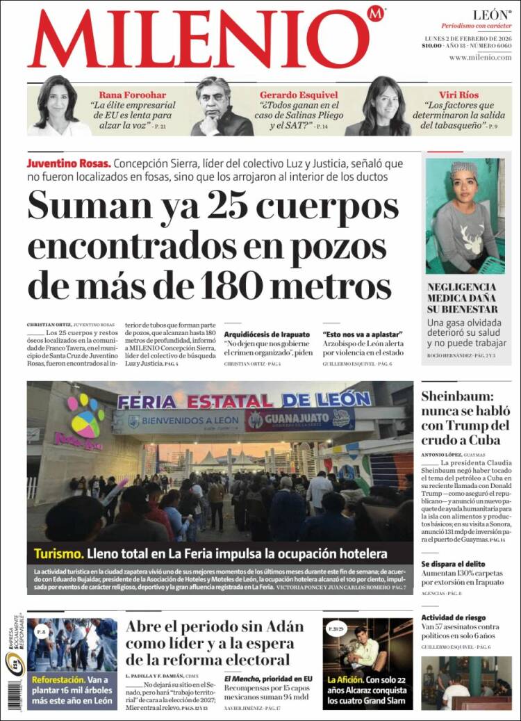 Portada de Milenio de León (M&eacute;xico)