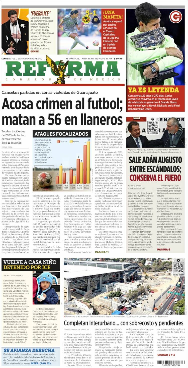 Portada de Reforma (Mexico)