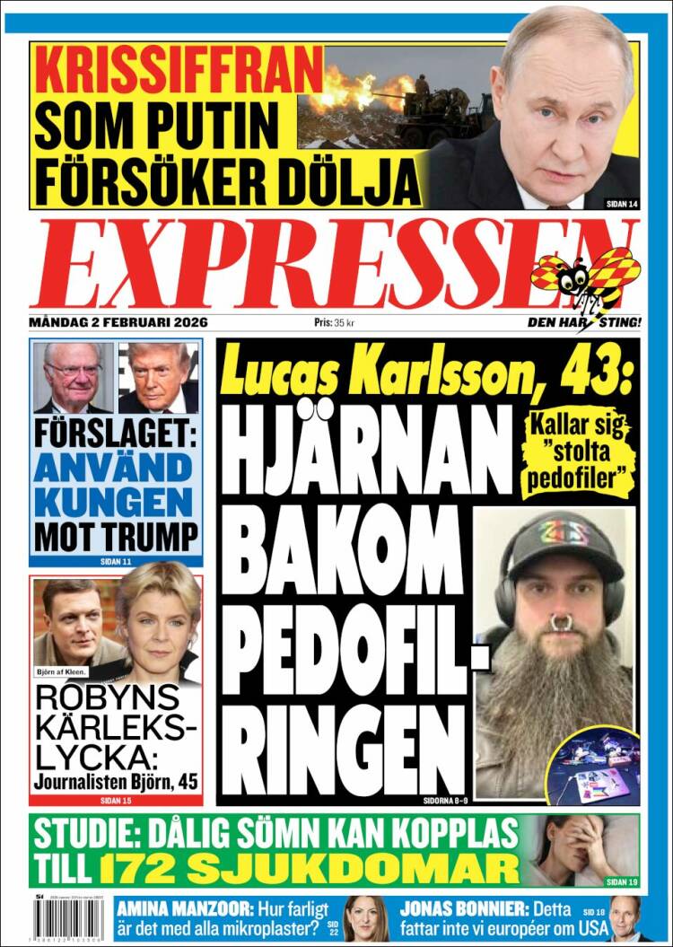 Portada de Expressen (Suecia)