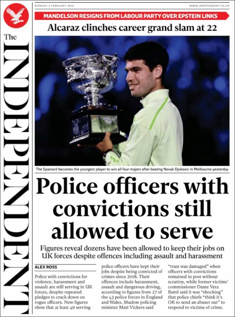 Portada de The Independent (Reino Unido)