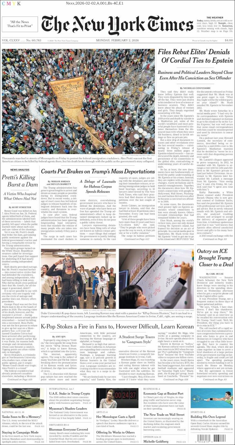 Portada de New York Times (USA)