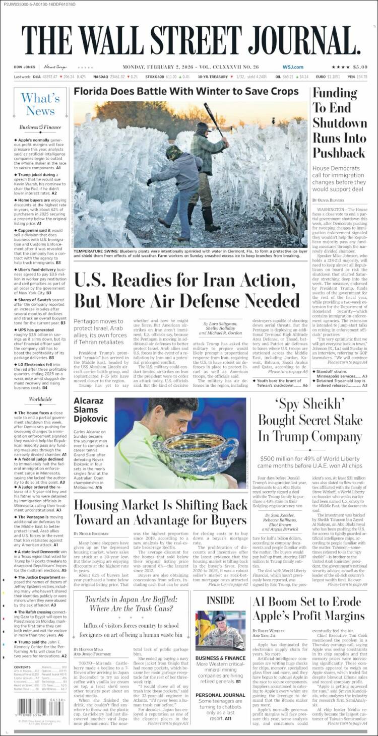 Portada de Wall Street Journal (USA)