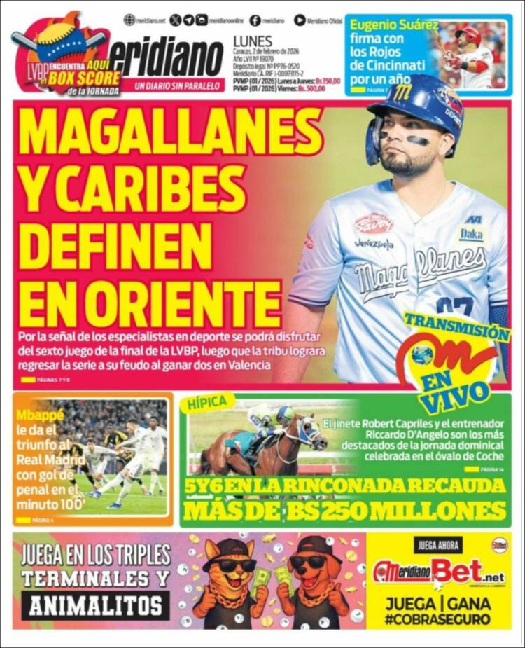 Portada de Meridiano (Venezuela)