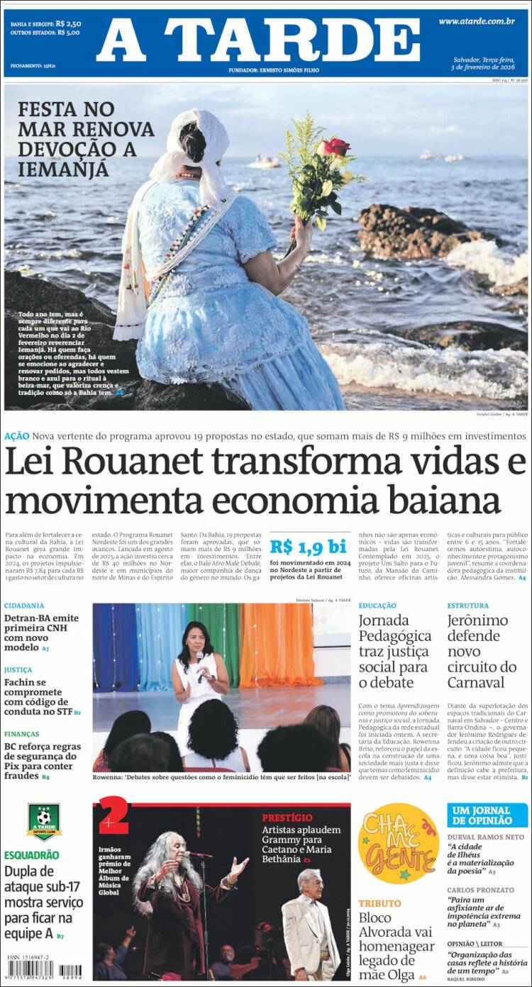 Portada de Diário A Tarde (Brasil)