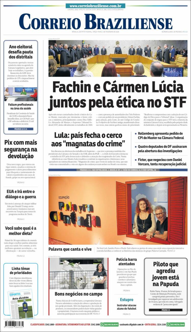Portada de Correio Braziliense (Brasil)