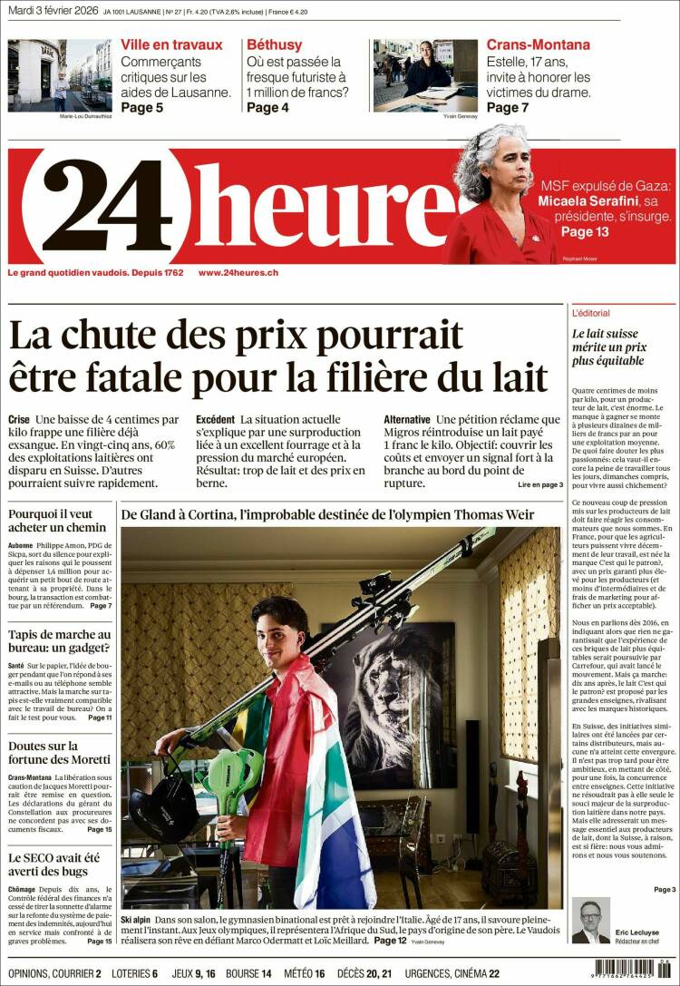 Portada de 24 Heures (Suiza)