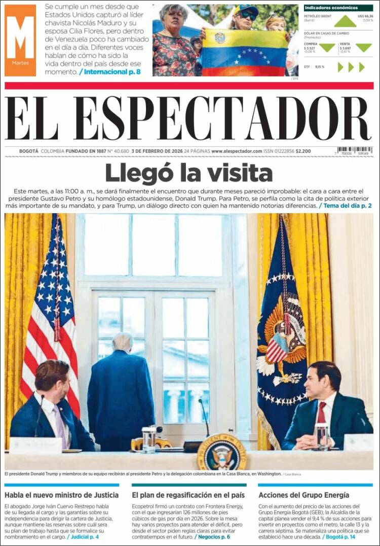 Portada de El Espectador (Colombia)