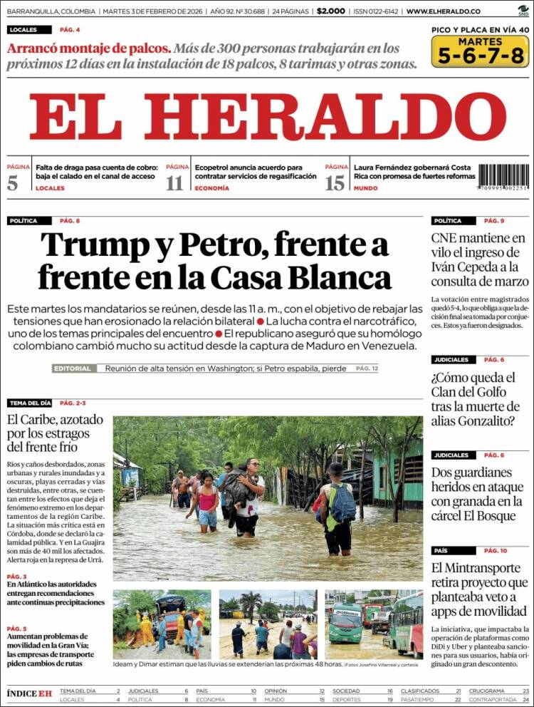 Portada de El Heraldo (Colombia)