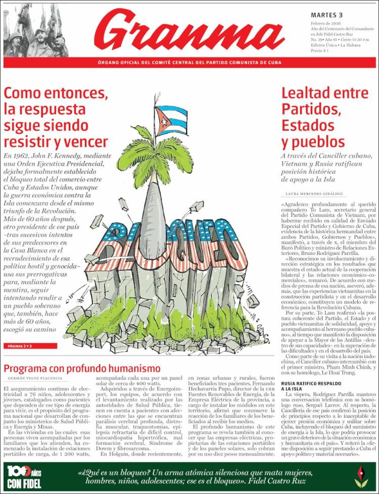 Portada de Granma (Cuba)
