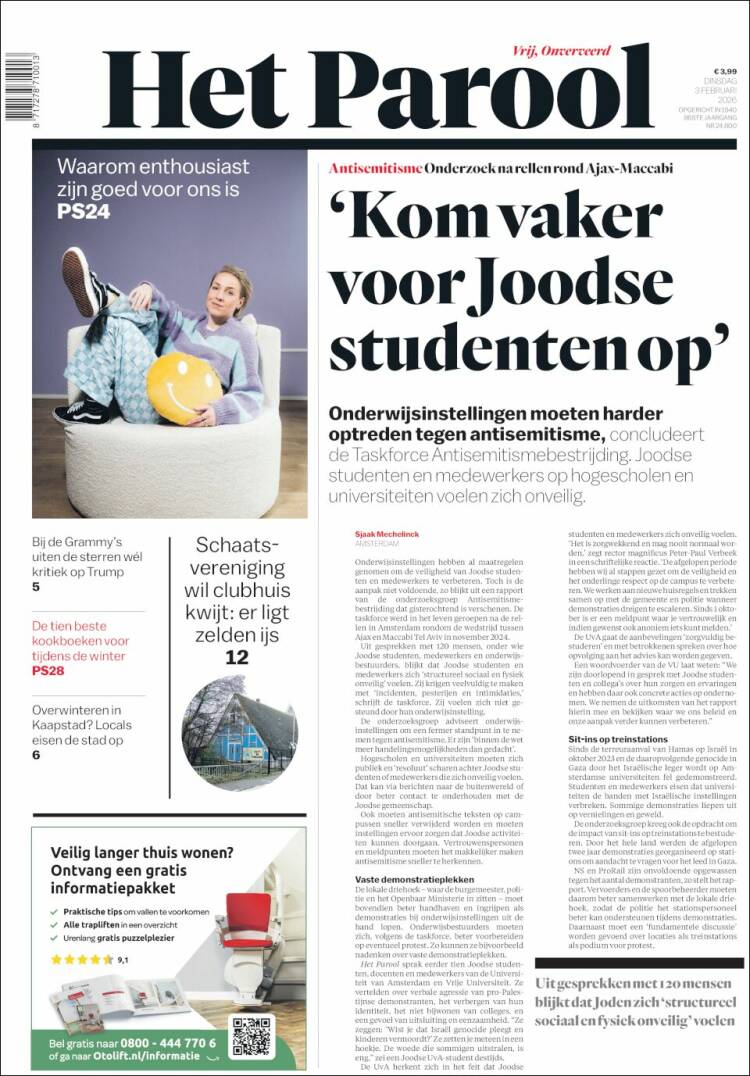 Portada de Het Parool (Pa&iacute;ses Bajos)