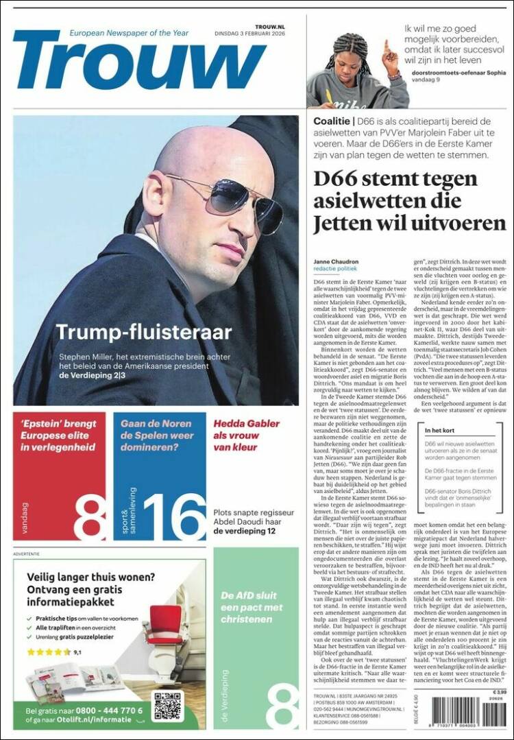 Portada de Trouw (Pa&iacute;ses Bajos)