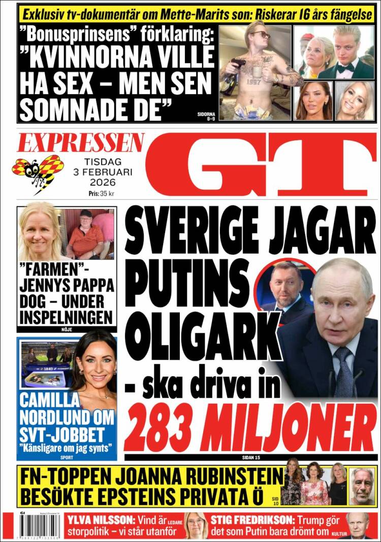 Portada de Göteborgstidningen (Suecia)