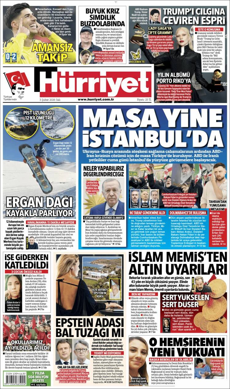 Portada de Hürriyet (Turqu&iacute;a)