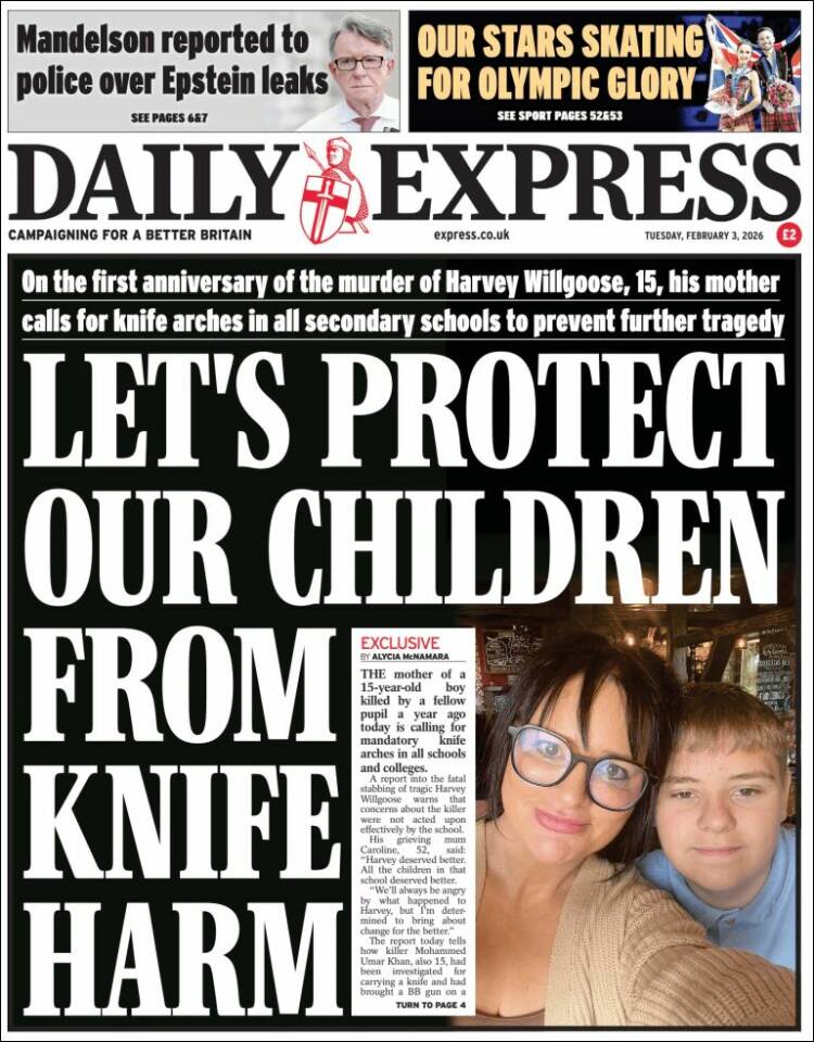 Portada de Daily Express (Reino Unido)