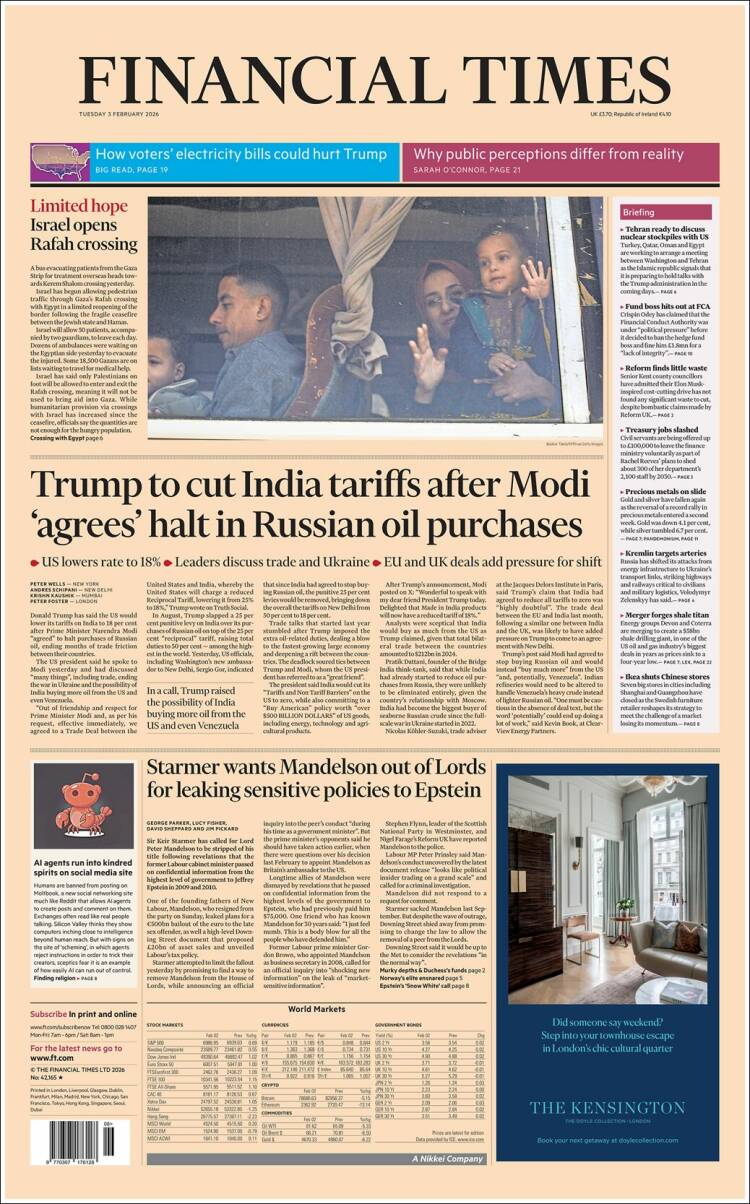Portada de Financial Times (Reino Unido)