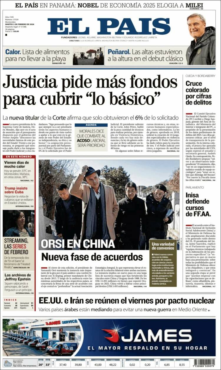 Portada de El País (Uruguay)