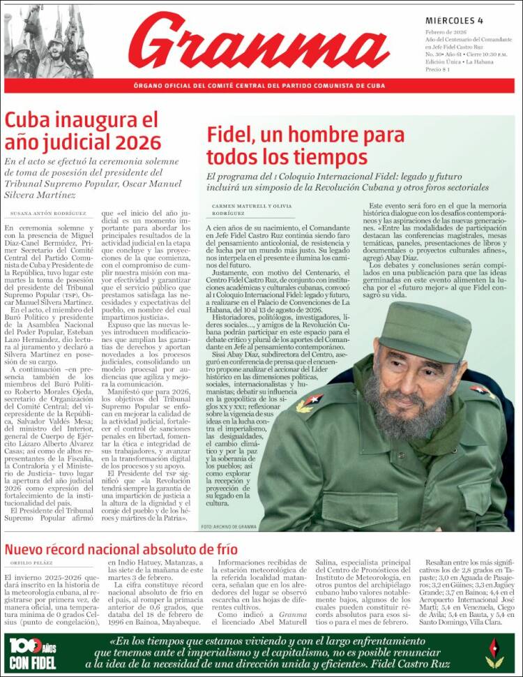 Portada de Granma (Cuba)