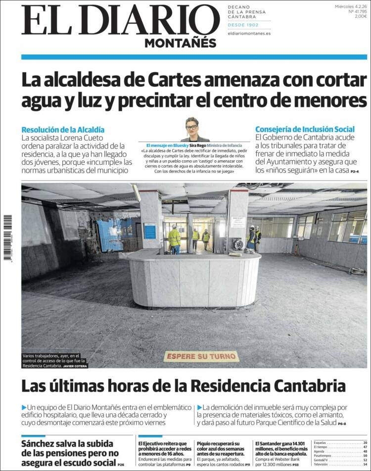 Portada de El Diario Montañés (Espa&ntilde;a)
