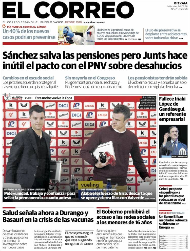 Portada de El Correo (Espa&ntilde;a)