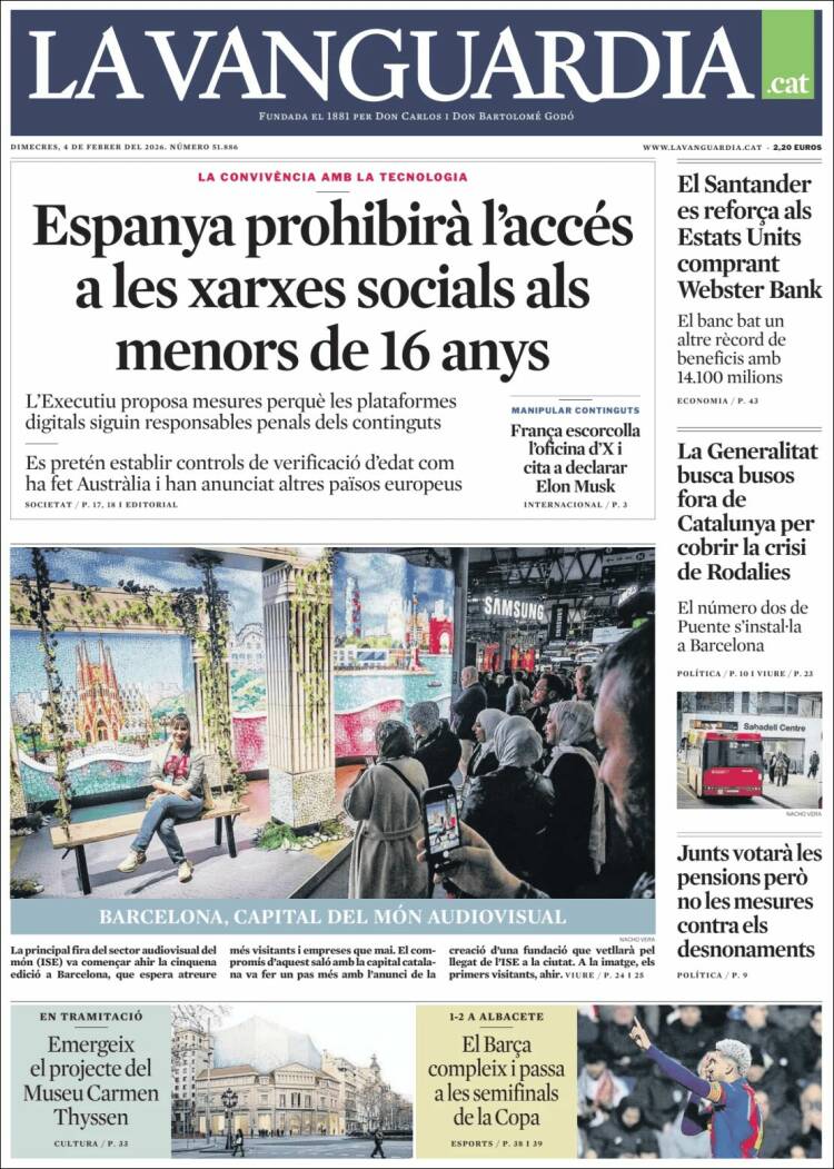 Portada de La Vanguardia (Espa&ntilde;a)