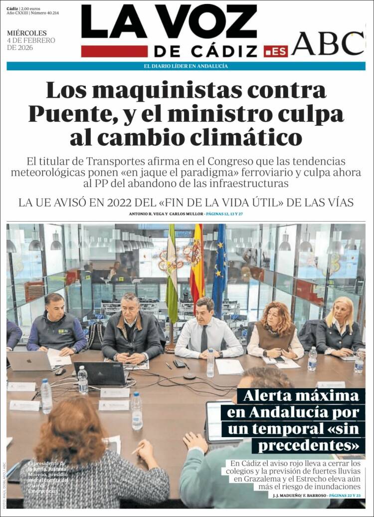 Portada de La Voz de Cádiz (Espa&ntilde;a)