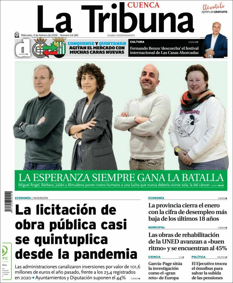 Portada de La Tribuna de Cuenca (Espa&ntilde;a)