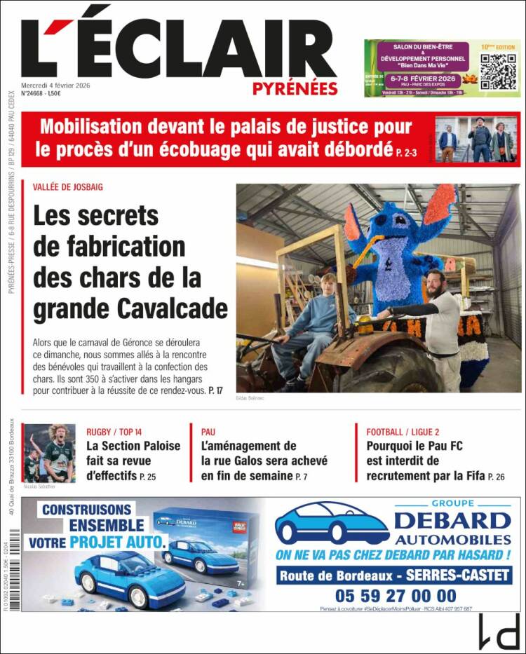 Portada de L'Eclair des Pyrénées (Francia)